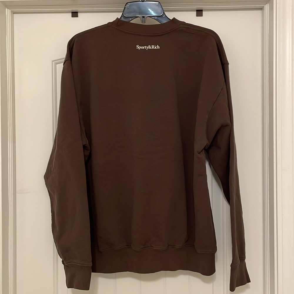 Sporty & Rich Wellness Club Crewneck Sweatshirt Brown MEDIUM - Picture 4 of 5